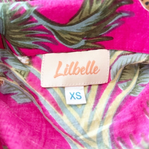 LILIBELLE Women’s Pink Palm Cheetah Monkey Print Button Up Pajama Top Size XS - Picture 8 of 8